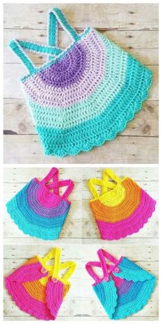 the crocheted bag is made with yarn