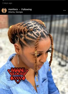 Loc Styles Two Braids, Styles With Dreads For Women, Styles For Starter Locs For Women, Simple Dreadlocks Styles Black Women, Extremely Short Loc Styles, Low Loc Styles For Women, Loc Up Styles, Crown Dreadlock Styles, Formal Loc Styles Black Women Short