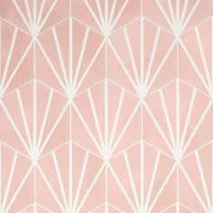 a pink and white wallpaper with geometric shapes