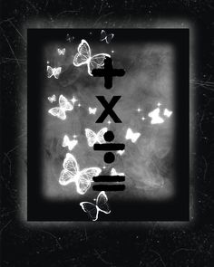 a black and white photo with butterflies flying around the letters xoxo on it