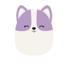 a purple and white dog with its eyes closed