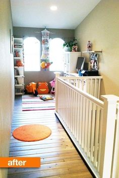 the hallway is clean and ready to be used as a child's playroom