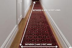 What Size Should A Runner Rug Be For A Hallway? Runner Size Guide, Long Hallways, High Pile Rug, Long Hallway, Rug Runners, Rubber Flooring