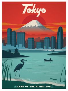 an image of a poster with the words tokyo on it's front and back