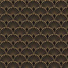 an art deco fan pattern in black and gold