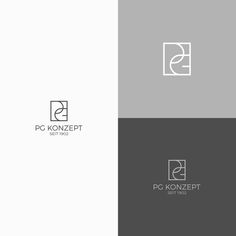 the logo for pc kozept is shown in three different colors and font styles