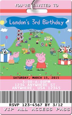 peppa pig birthday party ticket