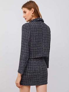 This Designer Chic Tweed Blazer Jacket & Skirt Set is sure to turn heads! This stunning ensemble is cut from a luxe tweed fabric and crafted with an expert eye for detail. The tailored blazer and flared skirt make for a figure-flattering, sophisticated look that is perfect for any occasion. 100% Polyester Button closure Polyester, fabric has no stretch Winter Knit Hats, Tailored Blazer, Tweed Fabric, Boot Accessories, Tweed Blazer, Flared Skirt, Winter Knits, Sunglass Frames, Mens Sandals