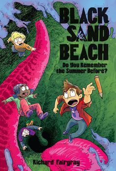 the book cover for black sand and beach by richard faraway, featuring two children on a