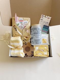 an open box with some items in it