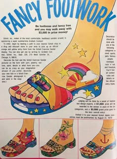 an advertisement for fancy footwork from the 1950's, with pictures of shoes