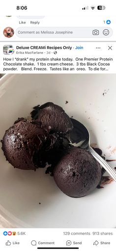 two chocolate cupcakes on a white plate with a spoon in it and the caption reads, cake creme recipes only join