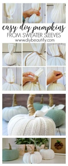 the instructions for how to make an easy diy pumpkin from yarn and paper plates