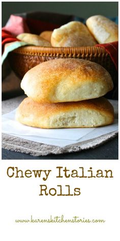 two pieces of bread stacked on top of each other with the words cheesy italian rolls