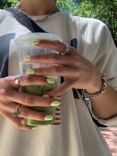 Green Nails Summer 2024, Pale Green Nails, Matcha Green Nails, Short Nail Colors, Green Nails Summer, Trendy Green Nails, Chic Almond Nails, Summer Green Nails, Green Summer Nails