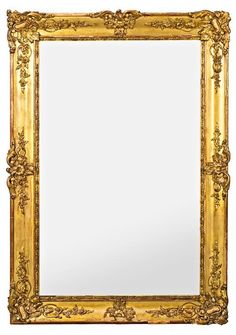 an ornate gold framed mirror against a white background