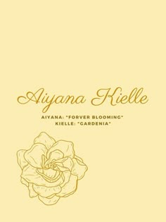 a yellow rose with the words avana forver blooming killlie - gardenia