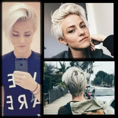 Eu n teria coragem de cortar meu cabelo assim mais achei bem legal,amo pessoas estilosas😘❤ Brittenelle Fredericks, Baylage Hair, Androgynous Hair, Hair 360, Haircut And Color, Short Blonde, Cut My Hair, Hair Envy, Hair Today