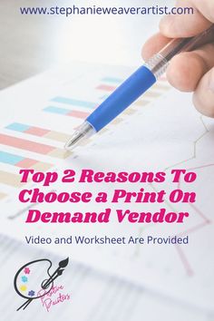 a person writing on top of a piece of paper with the words top 2 reasons to choose a print on demand vendor video and worksheet are provided