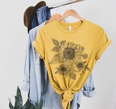 Vintage Floral Shirt, 50th Birthday Shirts, Sunflower Shirt, Fun Style, Pajama Shirt, Christian Shirts