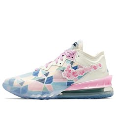 Nike atmos x LeBron 18 Low EP 'Cherry Blossom' Sakura Basketball Shoes/Sneakers Best Volleyball Shoes, Lebron 16, Volleyball Shoes, Short Break, Nike Lebron, Blue Accents, Lebron James, Cherry Blossoms, Converse High Top Sneaker