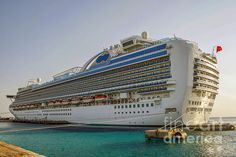 a large cruise ship docked in the water