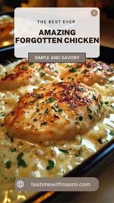 Craving a delicious and effortless dinner? This Amazing Forgotten Chicken recipe is perfect for busy nights! With minimal prep and simple ingredients, this chicken dish practically cooks itself, becoming tender and flavorful as it bakes. Serve it over rice for a comforting meal your whole family will love. Have you ever tried a ‘set it and forget it’ recipe like this before? 🍗🍚 #ForgottenChicken #EasyDinner #ComfortFood #FamilyMeals #OnePanDinners Classic Chicken And Rice, Garlic Broth, Quick Chicken Breast Recipes, Forgotten Chicken, Chicken Breast Recipes Baked, Easy Chicken Breast, Crowd Pleasing Recipes, Easy Baked Chicken, Favorite Recipes Dinner