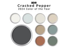 the color scheme for cracked pepper is shown in several different colors, including black and white