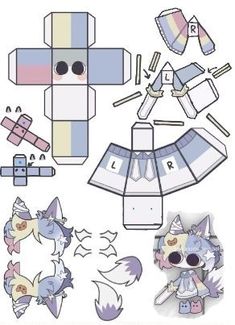 the paper doll is made to look like an origami cat and other items