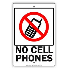 a no cell phones sign on a white background