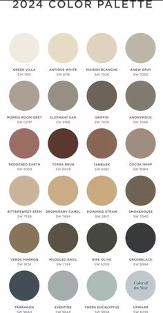 the color palette for 2012 is shown in shades of brown, gray and white with different colors