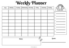 a printable weekly planner is shown