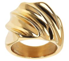 Elevate your style with shine! This unique band ring features a slanted ribbed design, graduated for an eye-catching look, and is crafted from 14K gold electroformed over a resin core, ensuring both durability and a polished finish. Whether you opt for the classic yellow or the sleek white, this ring is sure to add a touch of elegance to any outfit. From BellaOro. Ribbed Ring, Unique Gold Rings, Open Rings, Unique Bands, Bold Rings, Jewelry Inspo, Open Ring, Room Inspo, Band Ring