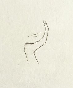 a drawing of a hand holding something in it's right hand, on a white paper