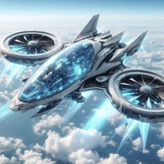 a futuristic space ship flying through the sky