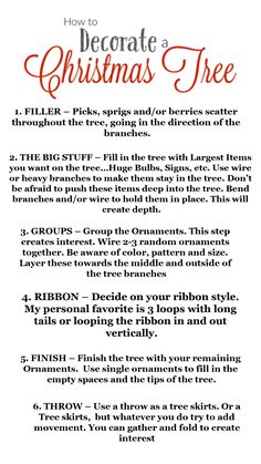 a christmas tree with instructions for how to decorate it