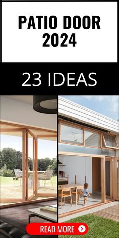 an advertisement for patio doors and windows with the words, patio door 22 ideas read more