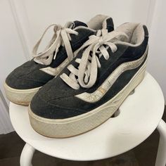 Navy Blue Vintage 90s Platform Vans! Worn Down But Will Clean Before Shipping. Size Us Women’s 7.5/Men’s 6! 90s Vans, Platform Vans, Van Color, Vans Blue, Shoes Vintage, Blue Vintage, Womens Vans, Vintage Shoes, Vans Shoes