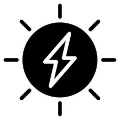 the sun with a lightning bolt in it's center, and an arrow pointing up