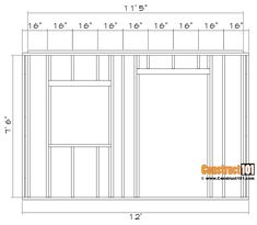 the measurements for an outdoor shed with windows and sidings, including one side door