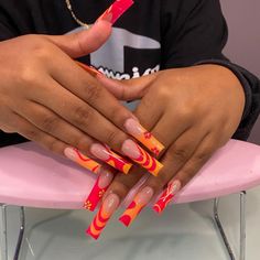 Summer Long Nail Ideas, Glamour Nails, Glow Nails, Exotic Nails, Vacation Nails, Long Square Acrylic Nails, Bling Acrylic Nails, Summer Acrylic Nails, Girls Nails