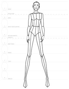 an outline drawing of a woman's body with the measurements for each piece in it