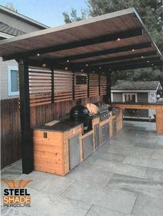 (ad) **Discounts**  outdoor kitchen design  Project Balkon Decor, Outdoor Bbq Kitchen, Deck Designs, Backyard Pavilion