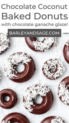 chocolate coconut baked donuts with chocolate ganache glaze