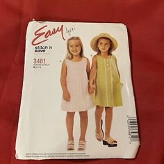 McCalls Easy 3481 Girls Sewing Pattern Summer Dress Size 6-8 Uncut  | eBay Vintage Girls Dress Pattern, Easy Dress Pattern, Dog Jacket Patterns, Girls Cotton Dress, Summer Dress Sewing Patterns, Cotton Dress Pattern, Mccalls Patterns Vintage