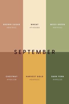 the color scheme for november is shown in shades of brown, green and yellow with black lettering