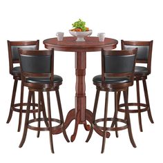 PRICES MAY VARY. Stable Construction: In order to improve overall stability, this pub table set adopts a sturdy support panel, which can support more areas to prevent the table from shaking. The table’s weight capacity up to 123lbs and The chair’s weight capacity up to 264lbs. High Quality Pub Table: Made of premium MDF top and rubber wood pedestal and stable base , our round bar table features great durability. Coated with veneer skin, the pub table ensures a long service life. The spacious tab Round Bar Height Table, Round Bistro Table, Pub Table And Chairs, Chaise Restaurant, Bistro Table Set, Kitchen Bar Table, Round Bar Table, Bar Dining Table, Bar Stool Seats