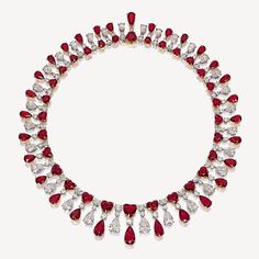 World famous Red Emperor ruby heat  necklace replica in 925 sterling silver and stimulated diamond bridal necklace/princess neckpiece Metal:Sterling Silver  Metal Purity:925 Metal weight: 120.99 gram Stone :cubic zirconia  stone Ctw: 70.97ctw Gemstone:Ruby Gemstone weight: 35 .99 ctw Item length: 17 inch Item Finished: white gold plated over silver Expensive Necklaces, Ruby Diamond Necklace, Ruby And Diamond Necklace, The Bling Ring, Harry Winston, Ruby Necklace, Ruby Jewelry, Pear Shaped Diamond, Ruby Diamond