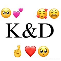 the letter k and d with emoticions surrounding it