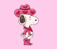 a drawing of a cartoon dog wearing a cowboy hat with hearts on it's head